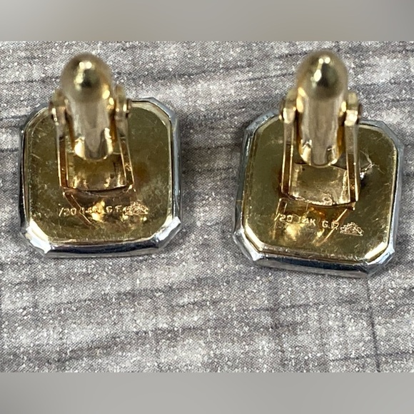 Vintage Abalone 1/20 14K Gold Filled Cuff Links Signed Correct - Picture 8 of 9